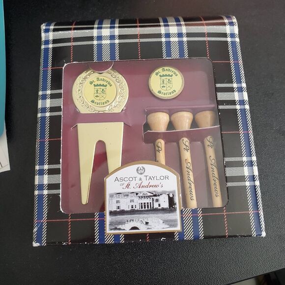 Ascot & Taylor Of St Andrews Divot Repair Tool New Tees Marker Gold Plated Set - Picture 4 of 13